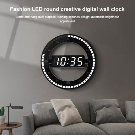 12 Inch Simple LED Ring Round Clock Mute Digital Electronic Clock, Colour: US Plug-garmade.com
