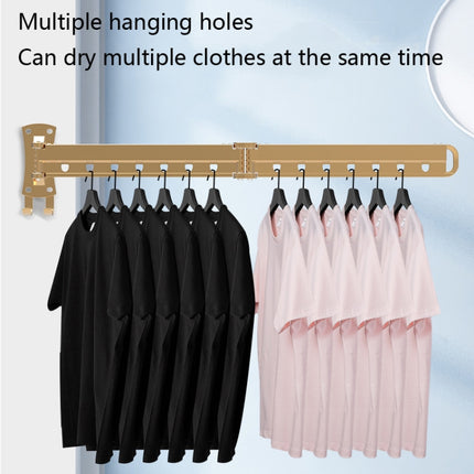 Clothes Rack Folding Telescopic Balcony Drying Rack Indoor Household Wall-Mounted Clothes Rail, Colour: Golden Long (3 Sections)-garmade.com