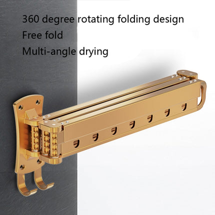 Clothes Rack Folding Telescopic Balcony Drying Rack Indoor Household Wall-Mounted Clothes Rail, Colour: Rose Gold Short (2 section)-garmade.com