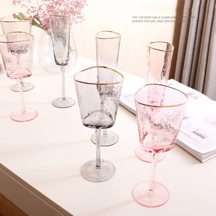 Hammered Phnom Penh Crystal Glass Goblet Wine Glass Glass Wine Glass, Standard sizes: Champagne Glass (Colorful)-garmade.com