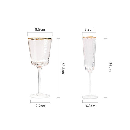 Hammered Phnom Penh Crystal Glass Goblet Wine Glass Glass Wine Glass, Standard sizes: Champagne Glass (Colorful)-garmade.com