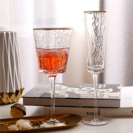 Hammered Phnom Penh Crystal Glass Goblet Wine Glass Glass Wine Glass, Standard sizes: Champagne Glass (Colorful)-garmade.com