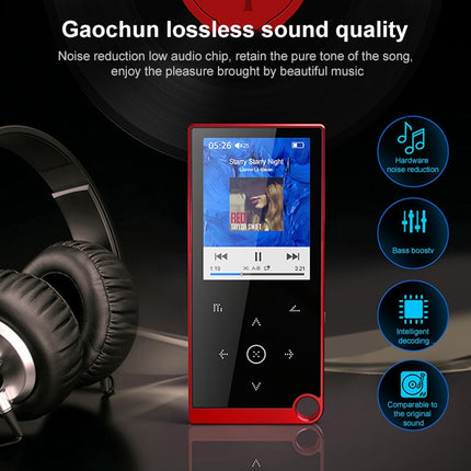 E05 2.4 inch Touch-Button MP4 / MP3 Lossless Music Player, Support E-Book / Alarm Clock / Timer Shutdown, Memory Capacity: 4GB Bluetooth Version(Red)-garmade.com