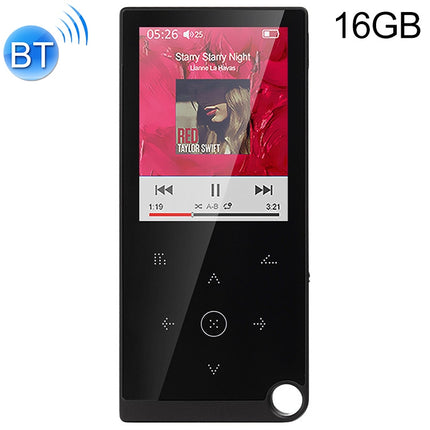 E05 2.4 inch Touch-Button MP4 / MP3 Lossless Music Player, Support E-Book / Alarm Clock / Timer Shutdown, Memory Capacity: 16GB Bluetooth Version(Black)-garmade.com