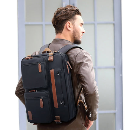 10001 Business Computer Backpack Multifunctional Simple Waterproof Nylon Travel Backpack, Size: 15.6 inch(Canvas Black)-garmade.com