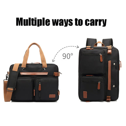 10001 Business Computer Backpack Multifunctional Simple Waterproof Nylon Travel Backpack, Size: 17.3 inch(Black)-garmade.com