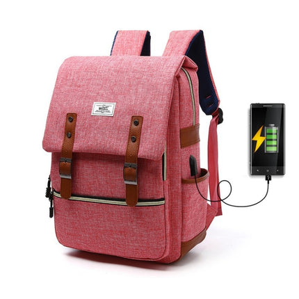 203 Outdoor Travel Shoulders Bag Computer Backpack with External USB Charging Port(Red)-garmade.com