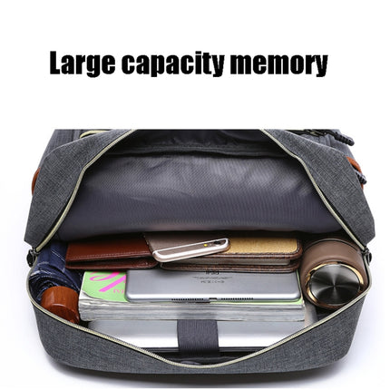 203 Outdoor Travel Shoulders Bag Computer Backpack with External USB Charging Port(Light Grey)-garmade.com