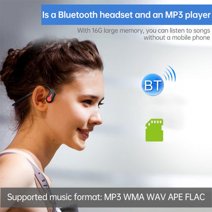 K3 Bone Conduction Bluetooth 5.0 Wireless Headphones Waterproof Headphones 16GB RAM(Red)-garmade.com