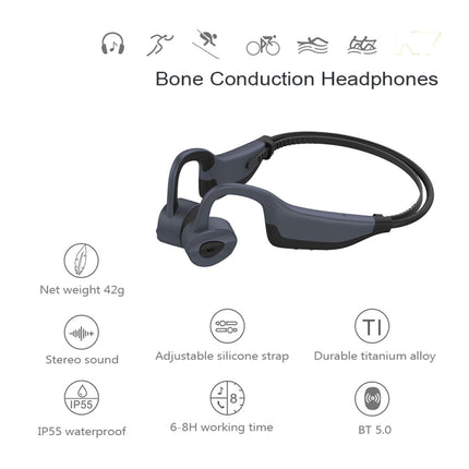 K7 Bone Conduction Bluetooth 5.0 Wireless Earphone Waterproof Headphones 16GB RAM(Black)-garmade.com