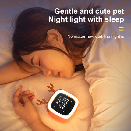 Cartoon Deer Shape Children Snooze Multifunctional USB Rechargeable Student LED Alarm Clock(Orange)-garmade.com