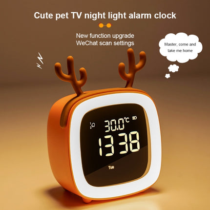 Cartoon Deer Shape Children Snooze Multifunctional USB Rechargeable Student LED Alarm Clock(Blue)-garmade.com
