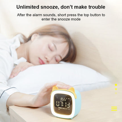 Cartoon Deer Shape Children Snooze Multifunctional USB Rechargeable Student LED Alarm Clock(Blue)-garmade.com