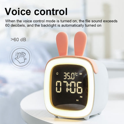 Cartoon Deer Shape Children Snooze Multifunctional USB Rechargeable Student LED Alarm Clock(Gray)-garmade.com