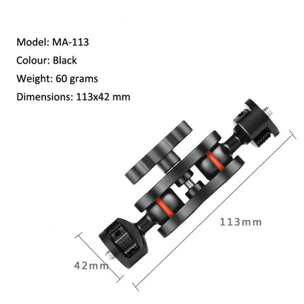 MA-113 Black YJ Magic Arm Bracket Mount 1/4 inch Ball Head Magic Arm-garmade.com