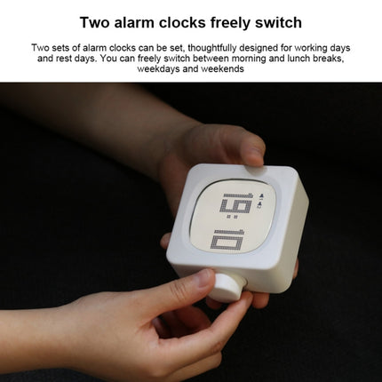 Student Creative Multifunctional Mute Bedside Bedroom Square Alarm Clock(Milky)-garmade.com