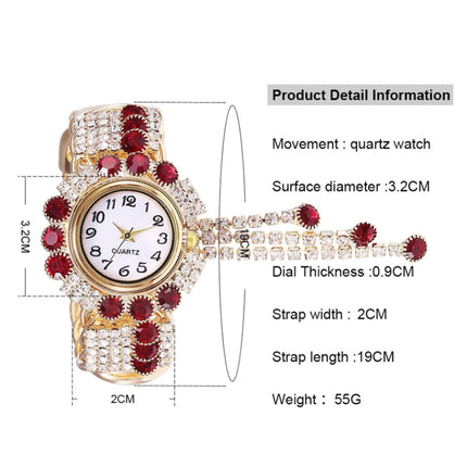 Ladies Bracelet Watch Quartz Watch Personality Wild Watch with Diamonds Pendant(Green)-garmade.com