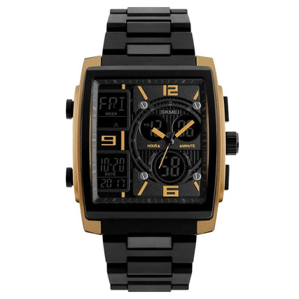 SKMEI 1274 Men Fashion Electronic Watch Multifunctional Outdoor Sports Watch(Golden)-garmade.com