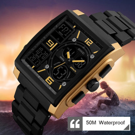 SKMEI 1274 Men Fashion Electronic Watch Multifunctional Outdoor Sports Watch(Golden)-garmade.com
