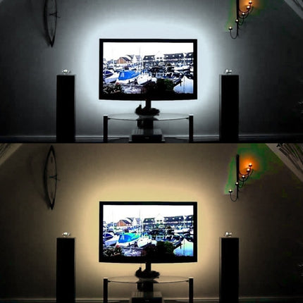 USB Power SMD 3528 Epoxy LED Strip Light Christmas Desk Decor Lamp for TV Background Lighting, Length:50cm(Warm White)-garmade.com