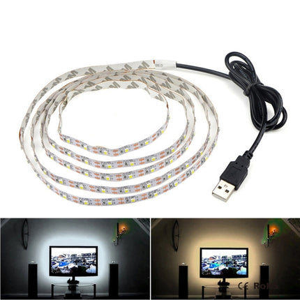 USB Power SMD 3528 Epoxy LED Strip Light Christmas Desk Decor Lamp for TV Background Lighting, Length:1m(Warm White)-garmade.com