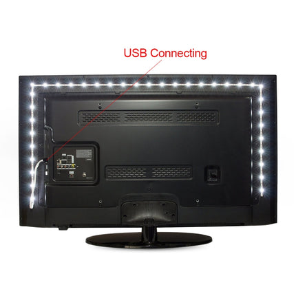 USB Power SMD 3528 Epoxy LED Strip Light Christmas Desk Decor Lamp for TV Background Lighting, Length:1m(Warm White)-garmade.com