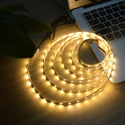 USB Power SMD 3528 Epoxy LED Strip Light Christmas Desk Decor Lamp for TV Background Lighting, Length:2m(White Light)-garmade.com