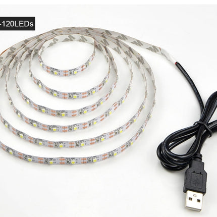 USB Power SMD 3528 Epoxy LED Strip Light Christmas Desk Decor Lamp for TV Background Lighting, Length:2m(White Light)-garmade.com