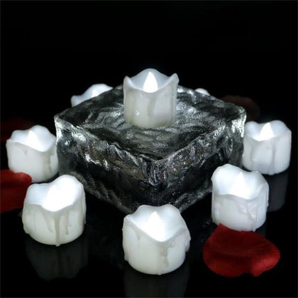 12 PCS/Box LED Candle Electronic Tea Wax Simulation Tears Electronic Candle Light Wedding Decoration Candle Light(Warm White)-garmade.com
