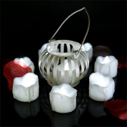 12 PCS/Box LED Candle Electronic Tea Wax Simulation Tears Electronic Candle Light Wedding Decoration Candle Light(Warm White)-garmade.com