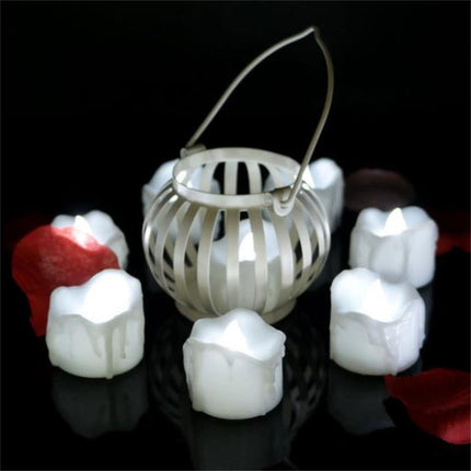 12 PCS/Box LED Candle Electronic Tea Wax Simulation Tears Electronic Candle Light Wedding Decoration Candle Light(Cold White)-garmade.com
