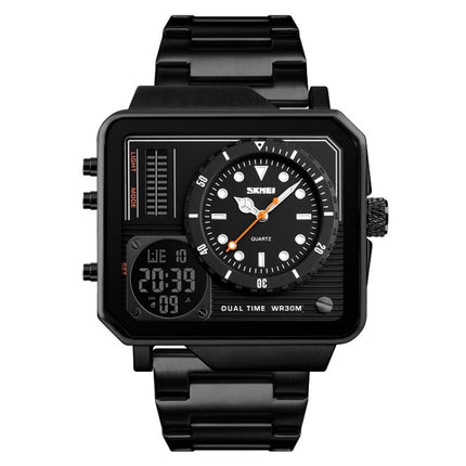 SKMEI 1392 Multi-Function Outdoor Sports Watch Business Double Display Waterproof Electronic Watch(Black)-garmade.com