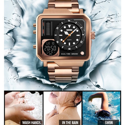 SKMEI 1392 Multi-Function Outdoor Sports Watch Business Double Display Waterproof Electronic Watch(Silver)-garmade.com