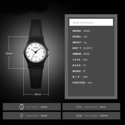 SKMEI 1401 Children Waterproof Watch Student Sports Watch(Black)-garmade.com