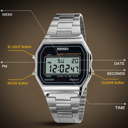 SKMEI 1123 Men Business Lightweight Watch Waterproof Steel Band Electronic Watch-garmade.com