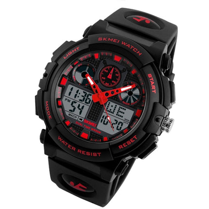 SKMEI 1270 Men Waterproof Dual Display Digital Watch Outdoor Sports Watch(Red)-garmade.com