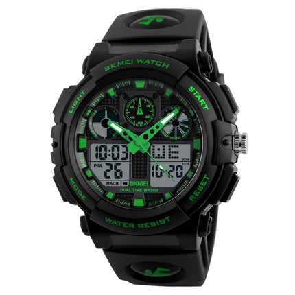 SKMEI 1270 Men Waterproof Dual Display Digital Watch Outdoor Sports Watch(Green)-garmade.com