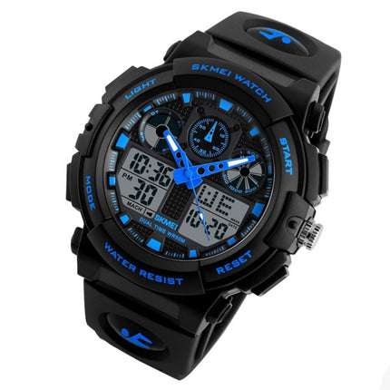 SKMEI 1270 Men Waterproof Dual Display Digital Watch Outdoor Sports Watch(Blue)-garmade.com