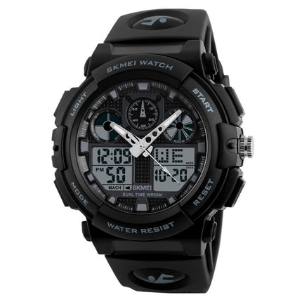 SKMEI 1270 Men Waterproof Dual Display Digital Watch Outdoor Sports Watch(Gray)-garmade.com