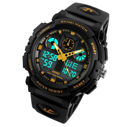 SKMEI 1270 Men Waterproof Dual Display Digital Watch Outdoor Sports Watch(Golden)-garmade.com