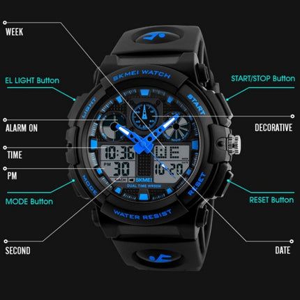 SKMEI 1270 Men Waterproof Dual Display Digital Watch Outdoor Sports Watch(Gray)-garmade.com