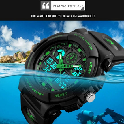 SKMEI 1270 Men Waterproof Dual Display Digital Watch Outdoor Sports Watch(Green)-garmade.com