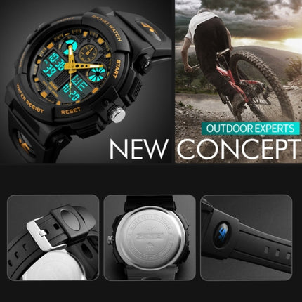 SKMEI 1270 Men Waterproof Dual Display Digital Watch Outdoor Sports Watch(Golden)-garmade.com