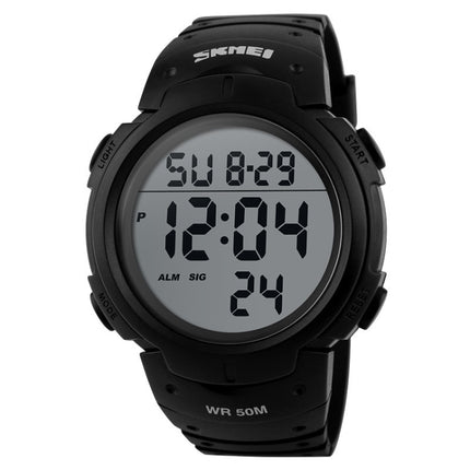 SKMEI 1068 Men Waterproof Outdoor Sports Digital Watch Student Fashion Watch(Black)-garmade.com