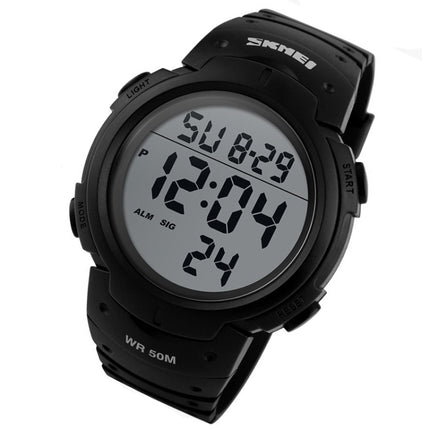 SKMEI 1068 Men Waterproof Outdoor Sports Digital Watch Student Fashion Watch(Black)-garmade.com