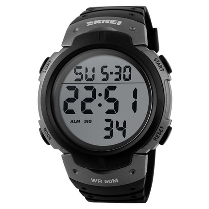 SKMEI 1068 Men Waterproof Outdoor Sports Digital Watch Student Fashion Watch(Titanium)-garmade.com