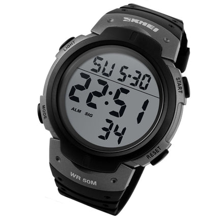 SKMEI 1068 Men Waterproof Outdoor Sports Digital Watch Student Fashion Watch(Titanium)-garmade.com