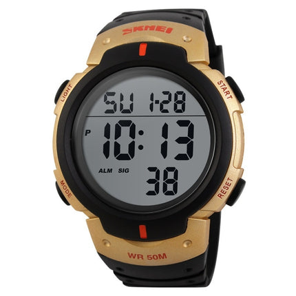 SKMEI 1068 Men Waterproof Outdoor Sports Digital Watch Student Fashion Watch(Golden)-garmade.com
