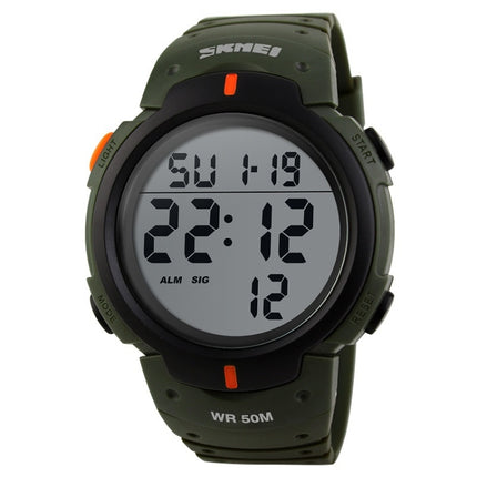 SKMEI 1068 Men Waterproof Outdoor Sports Digital Watch Student Fashion Watch(ArmyGreen)-garmade.com