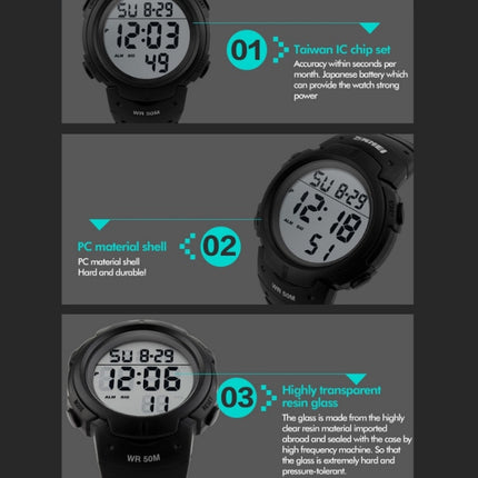 SKMEI 1068 Men Waterproof Outdoor Sports Digital Watch Student Fashion Watch(ArmyGreen)-garmade.com